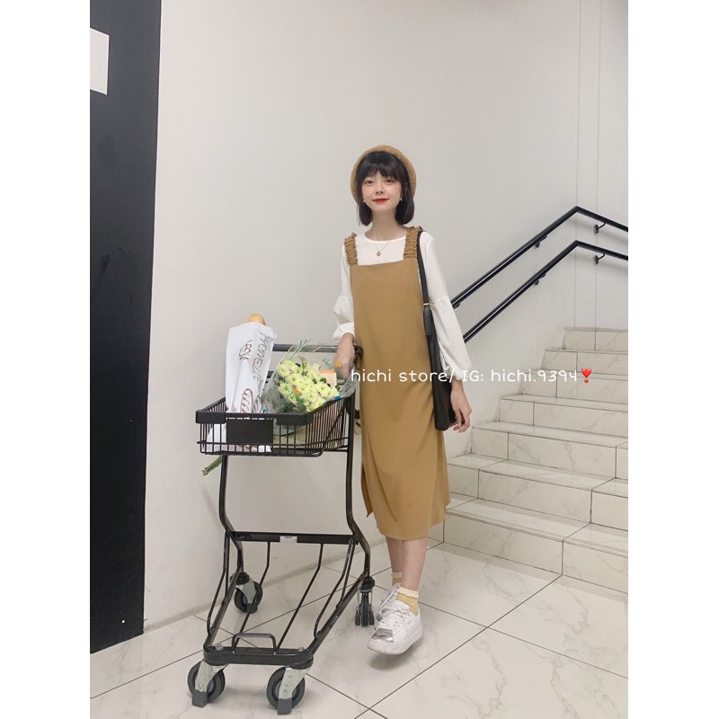 (SẴN + ẢNH THẬT) SÉT VÁY YẾM DÀI ULZZANG PHONG CÁCH HÀN QUỐC 2 MÀU ĐEN VÀ NÂU TÂY | BigBuy360 - bigbuy360.vn