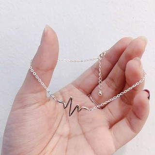 Lắc chân bạc ta họa tiết nhịp tim