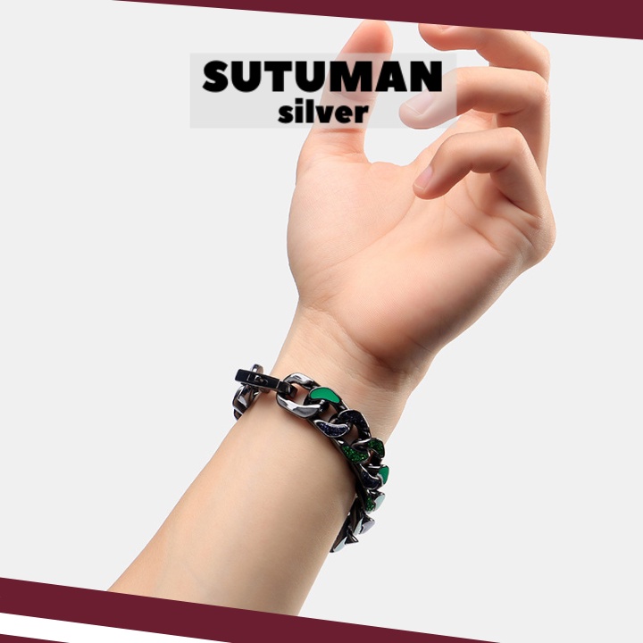 [GIAO HỎA TỐC] Vòng tay nam lắc tay cuba phụ kiện trang sức classic bracelet thương hiệu SUTUMANsilver