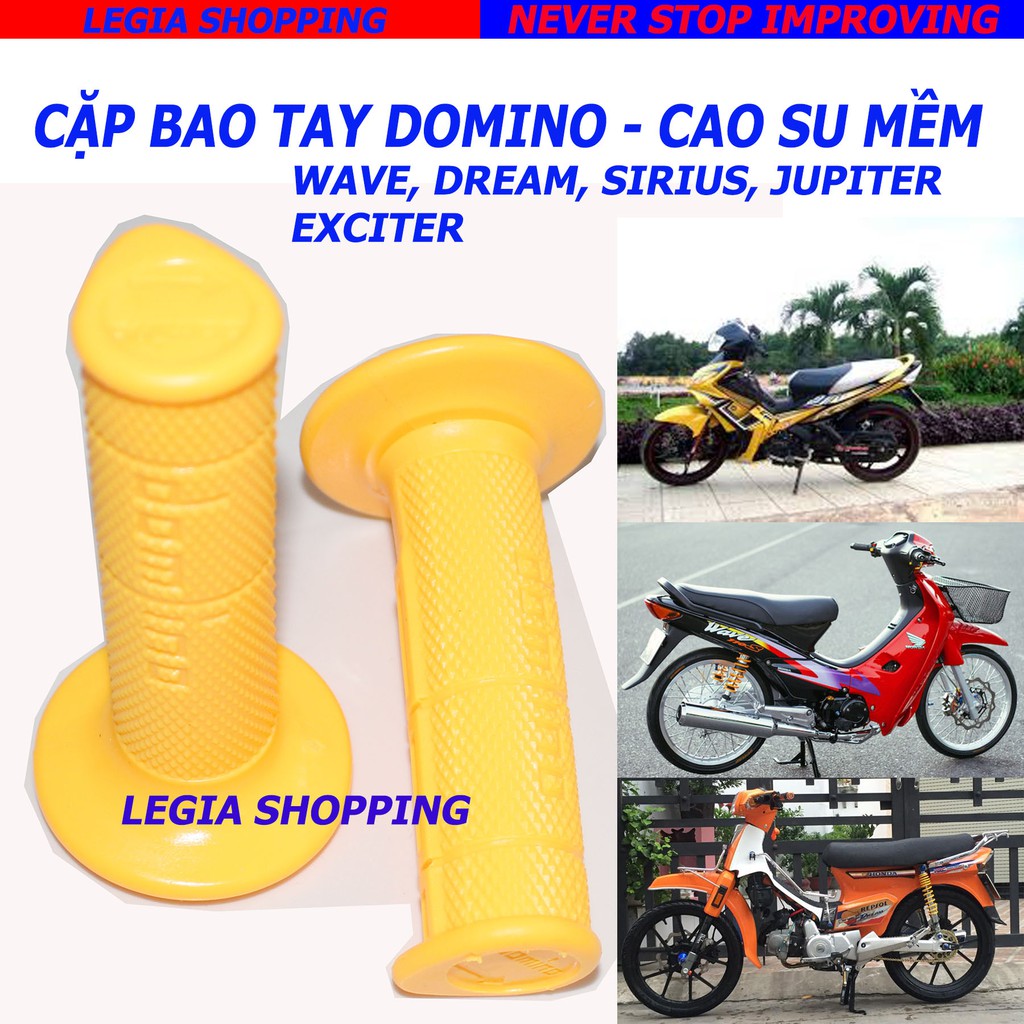 1 CẶP BAO TAY DOMINO MÀU VÀNG GẮN HONDA DREAM / WAVE ,YAHAMA SIRIUS / EXCITER