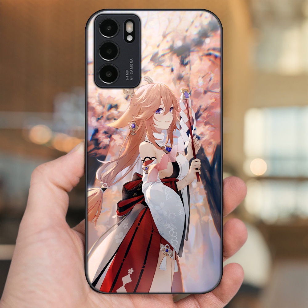 Ốp lưng Oppo Reno 6 5G viền đen in hình Yae Miko Genshin Impact
