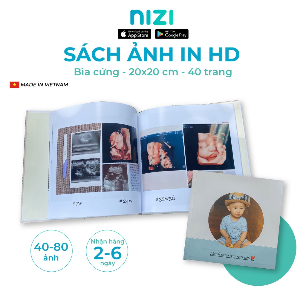 In sách ảnh theo yêu cầu bìa cứng 40 trang 20 x 20cm - In HD trên app NIZI