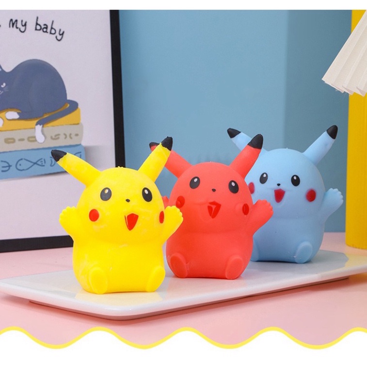 Squishy PIKACHU 4 màu Mochi mềm mịn dễ thương chân thực giảm stress co dãn đàn hồi ngộ nghĩnh bóp giải trí