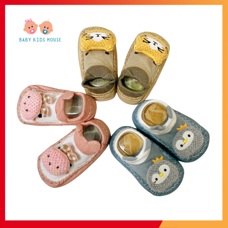 Giày tập đi cho bé gái bé trai 3D chống trơn cực tốt hình gấu dễ thương cho bé 6 tháng đến 3 tuổi