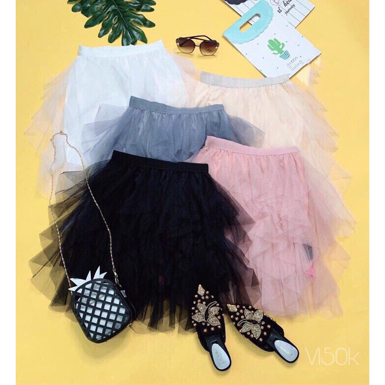 Chân Váy tua rua chất lưới 2 lớp TV0110