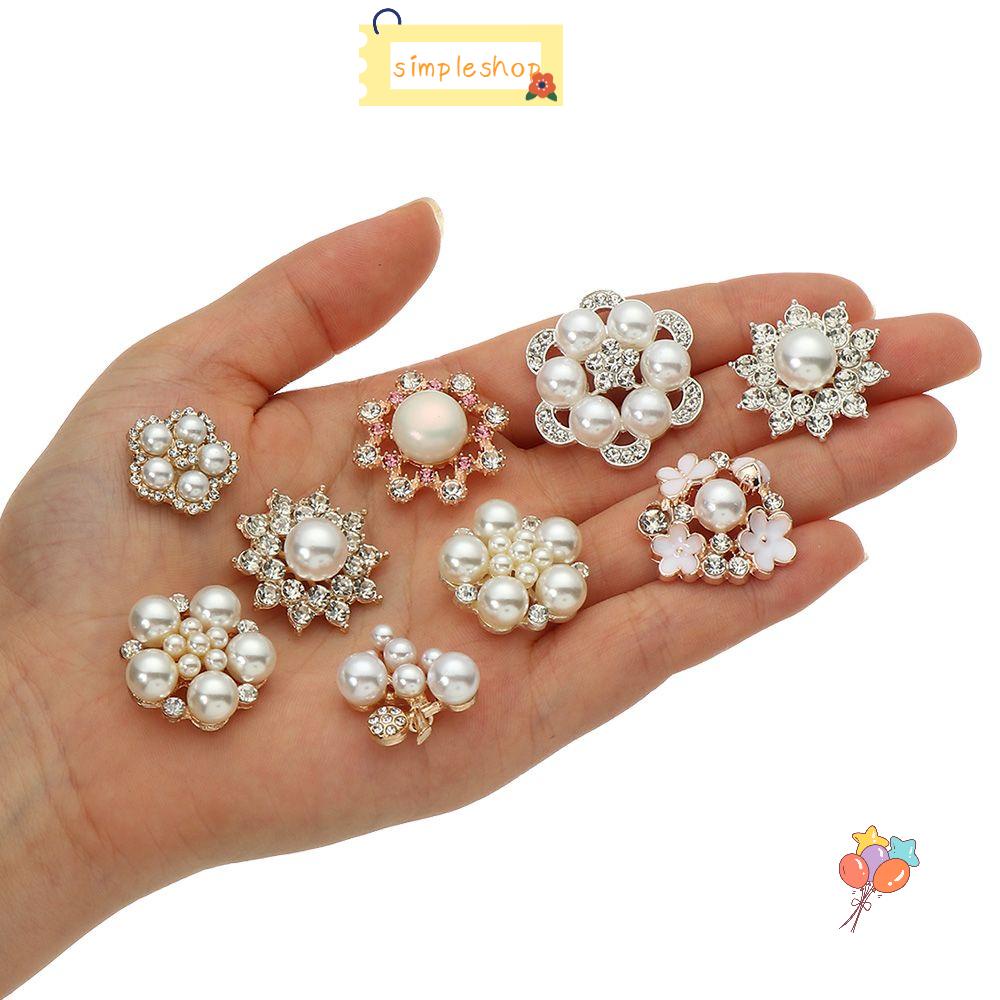 ❀SIMPLE❀ 5PCS Apparel Sewing|Buttons Flower-shaped Headwear Accessories Pearl Button DIY Craft Sparkling Hat Accessories|Pearl Hairpins