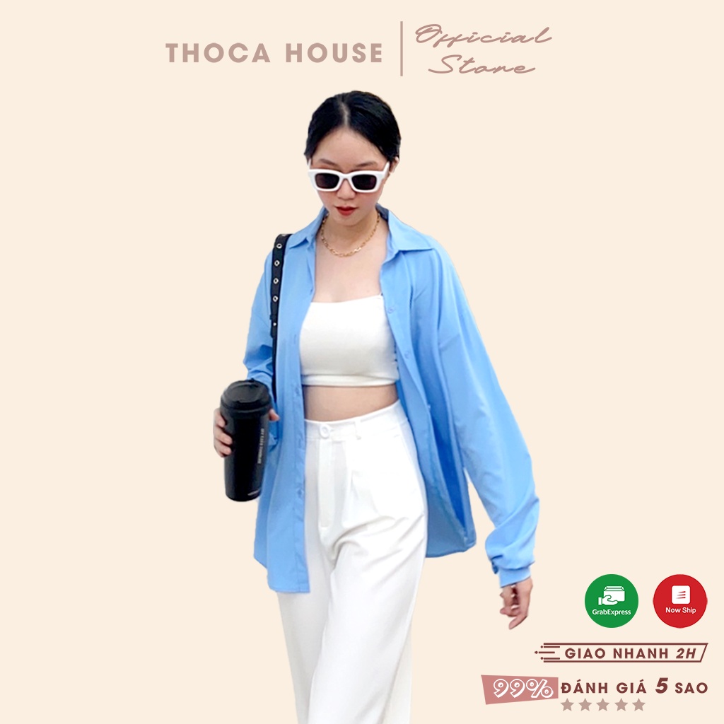 Sơ mi khoác ngoài oversize trơn nhiều màu THOCA HOUSE phối đồ cực chất, hot trending