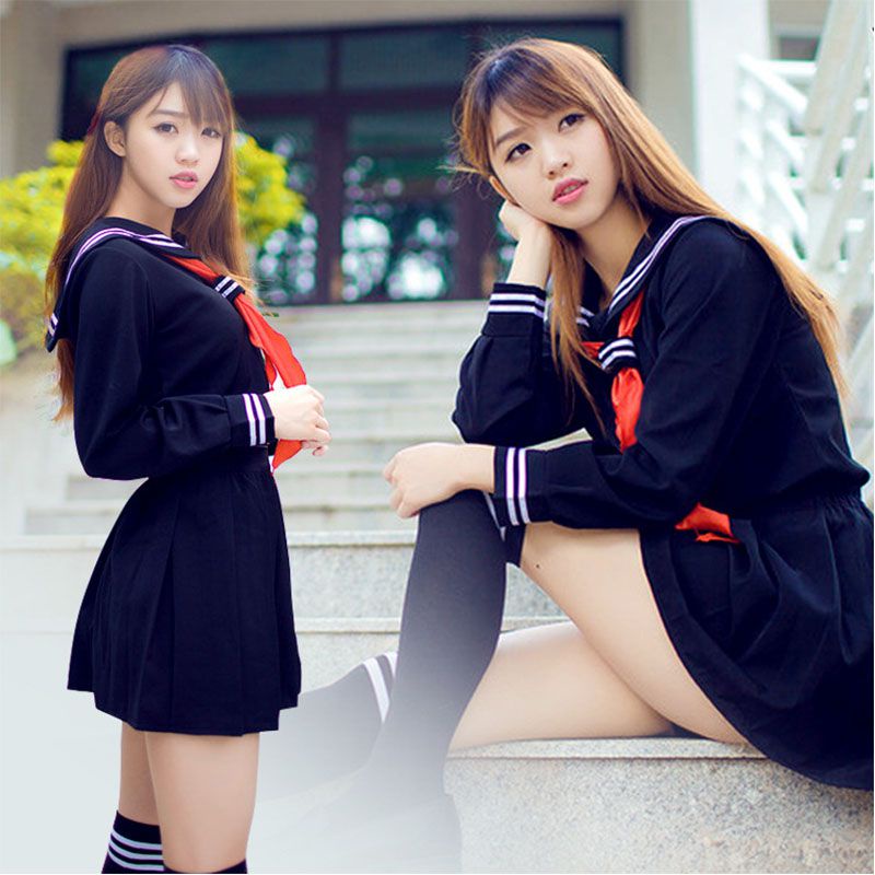 Bộ đồng phục hóa trang nữ sinh tay dài phong cách thủy thủ đáng yêu