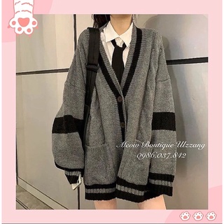 [OD 2-4w] Áo khoác len cadigan len kẻ vạch Thome có BIGSIZE thích hợp thu đông ulzzang nữ sinh Hàn Quốc kèm ảnh thật