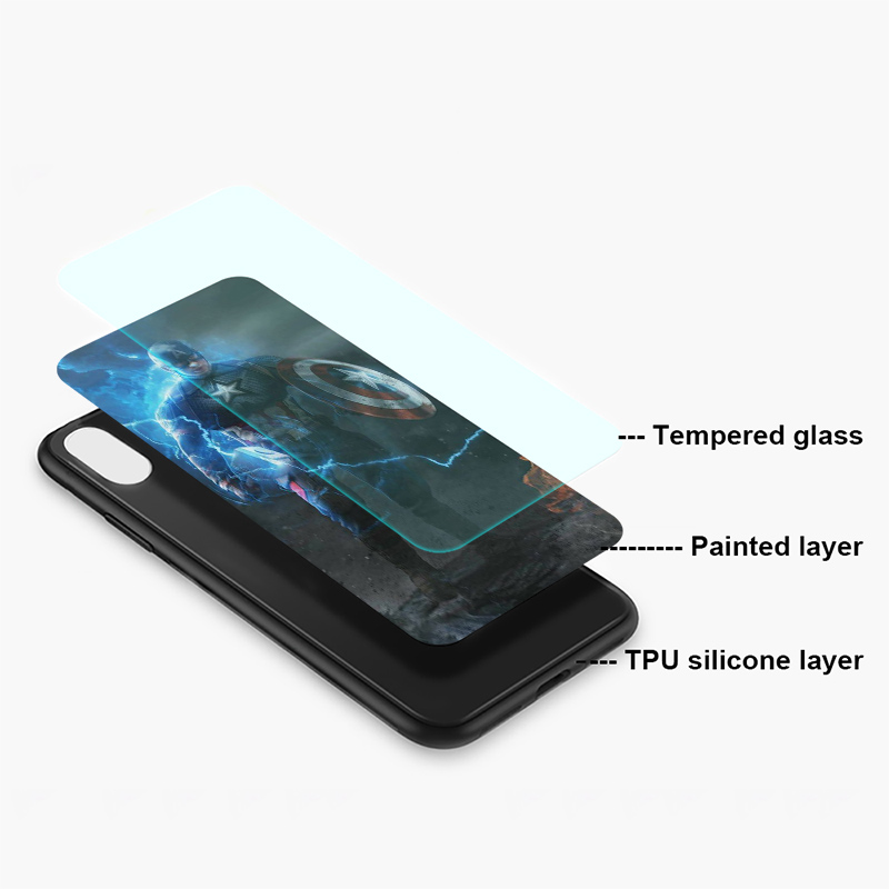 Ốp điện thoại kính cường lực hình S116 Marvel Avengers cho iPhone 11 Pro XS Max X XR 8 7 6S 6 Plus 5S 5 SE 2020