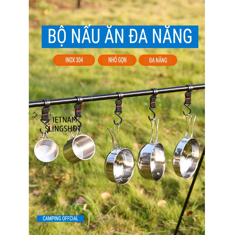 Bộ nồi chảo cốc hiệu CAMEL 8 món, du lịch cắm trại gọn nhẹ xuất nhật [DCP2]