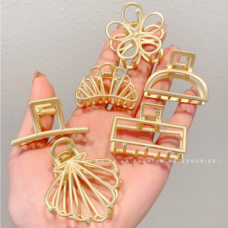 Kẹp Tóc Kim Loại Màu Vàng Đơn Giản Thời Trang Hàn Quốc Cho Nữ