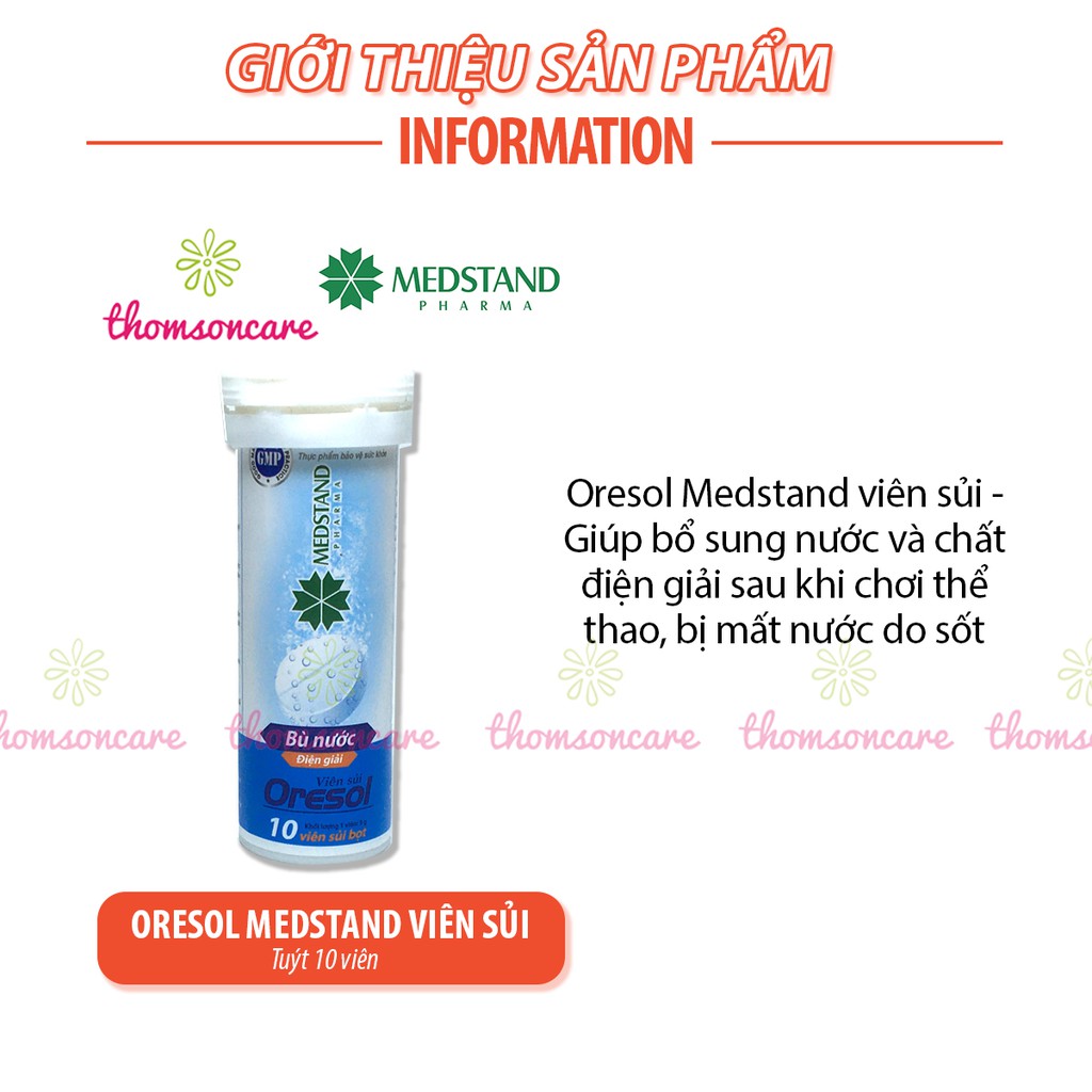 Viên sủi bù nước và chất điện giải Oresol Medstand - dùng sau khi chơi thể thao, bị sốt, mất nước - Tuýp 10 viên