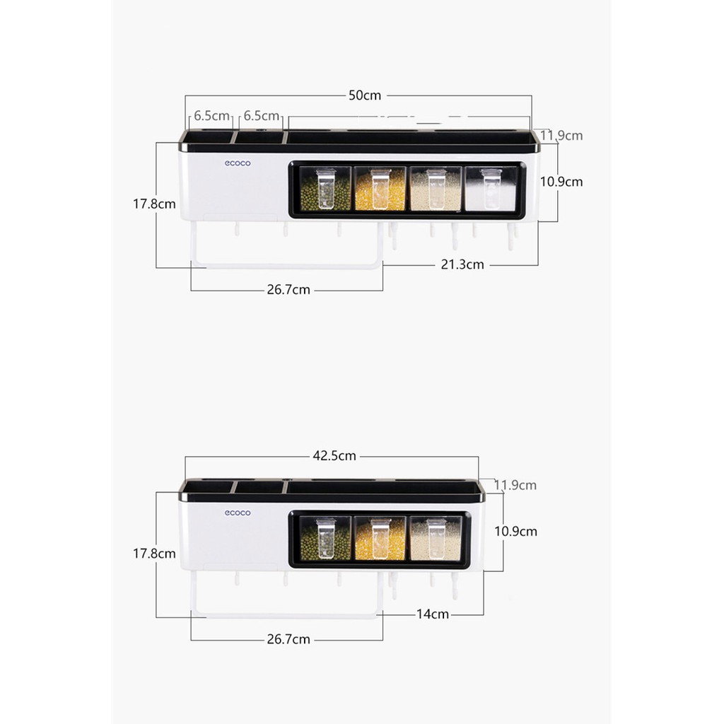 Hộp đựng gia vị , kệ đựng gia vị dán tường Ecoco Cao cấp- giúp phòng bếp của bạn thêm sang trọng