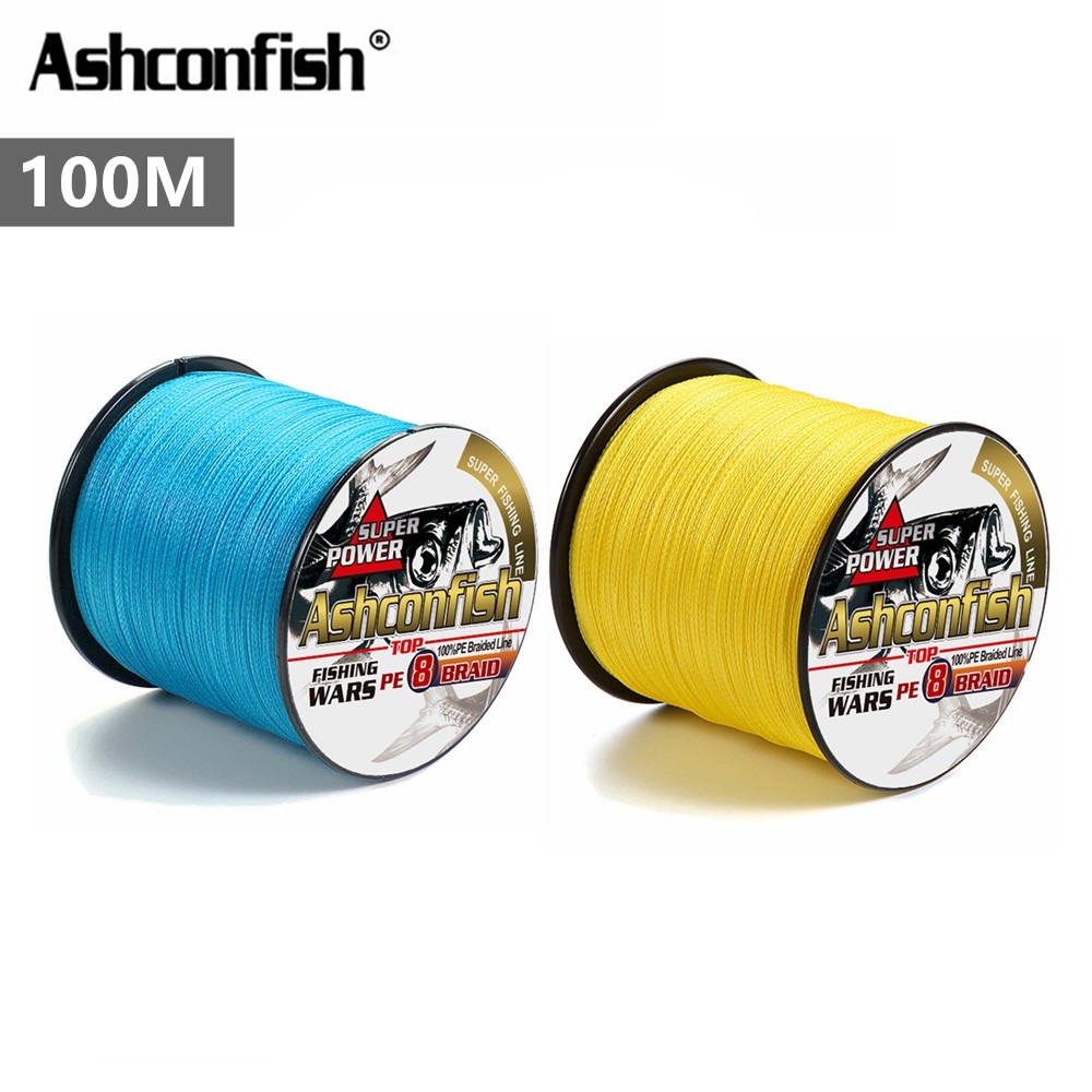 Cuộn Dây Câu Cá Ashconfish 100M 8 Sợi Bện PE X8 Siêu Bền Siêu Chắc Đủ Kích Thước Xanh Da Trời Và Vàng Tùy Chọn