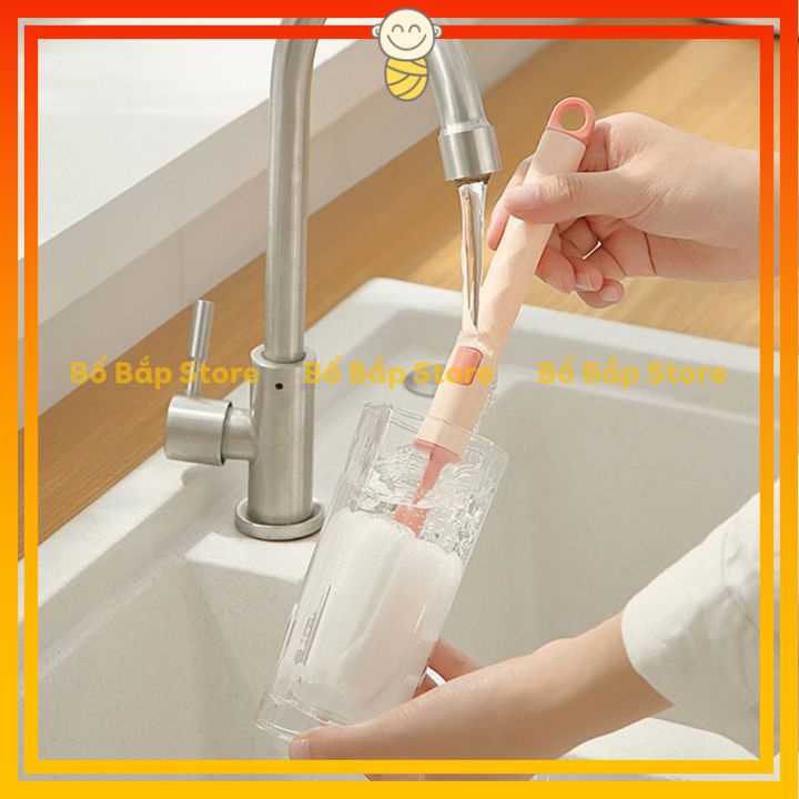 Cọ Rửa Bình Sữa Mút Xốp Siêu Sạch, Có Thể Thay Thế Đầu Mút