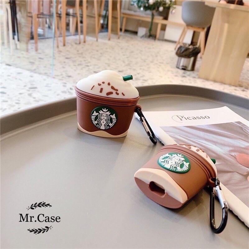 Case Airpods 1/2 /Pro Vỏ Ốp Tai Nghe Hình Ly Starbuck Nâu - Mr.Case AirPods