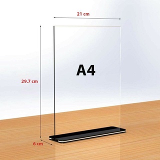 Menu mica Đài Loan cao cấp đế lùa đen loại đứng các cỡ A4, A5, A6