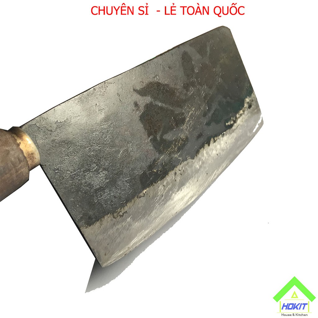 Dao Chặt Bản To - Dao phở cán gỗ làm từ nhíp xe Nga siêu bền- Chặt đầm tay chắc nịch nặng 700g - 900g