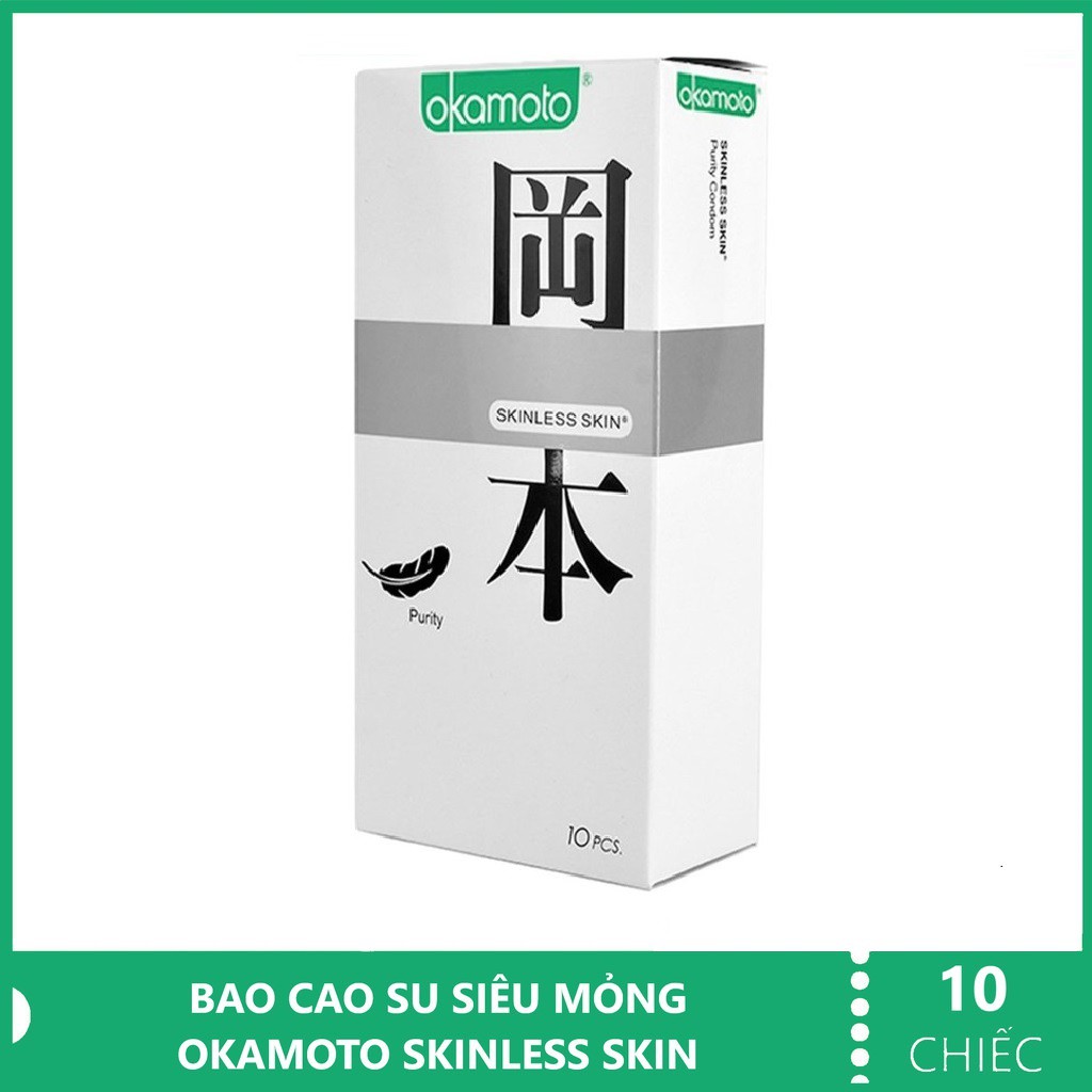 Bao cao su siêu mỏng tinh khiết Okamoto Purity - hộp 10 chiếc