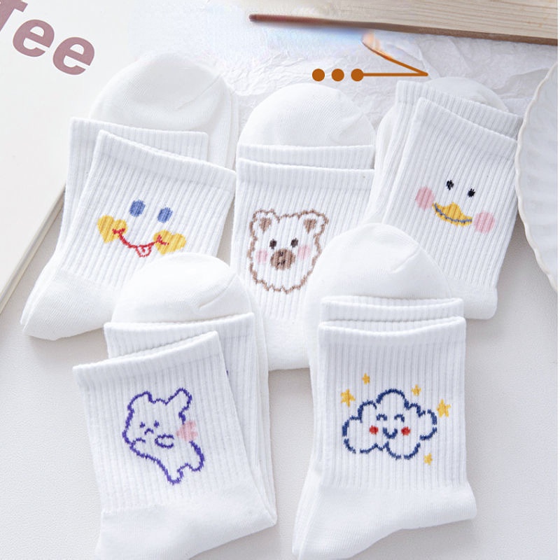 Vớ Cổ Vừa Họa Tiết Gấu Đám Mây Hoạt Hình Dễ Thương Cho Nữ