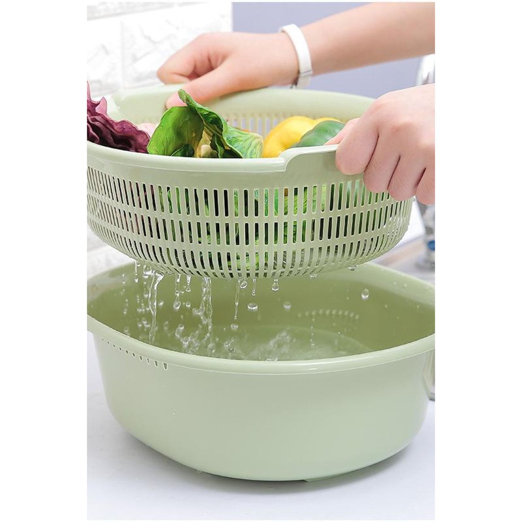 RỔ NHỰA 2IN1 -Rổ thông minh rửa rau hoa quả tiện ích