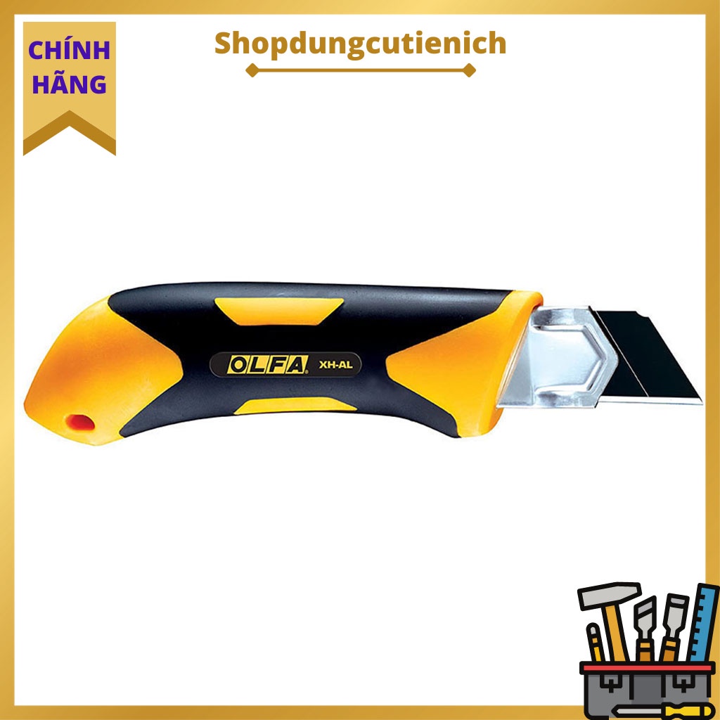 Dao Rọc Hạng Nặng OLFA XH-1 Lưỡi Thép Không Gỉ, Khóa An Toàn Cắt Da, Cao Su, Dây Thừng