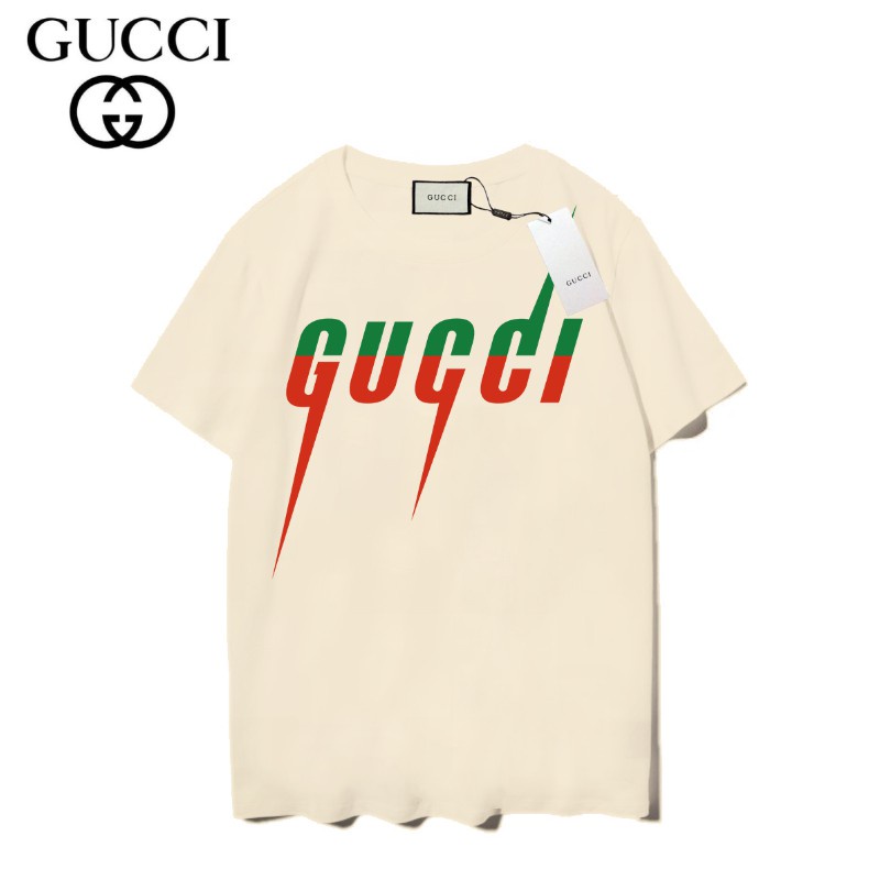 ♙☊⊙Áo Thun Tay Ngắn Vải Cotton In Chữ Gucci Phong Cách Năng Động Cho Nam Và Nữ