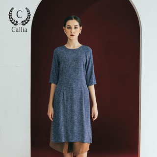 [Mã FASHIONMALLT4 giảm 15% đơn 150k] Áo dài cách tân nữ Callia tay lửng cổ tròn hoạ tiết bi trắng (Xanh dương)