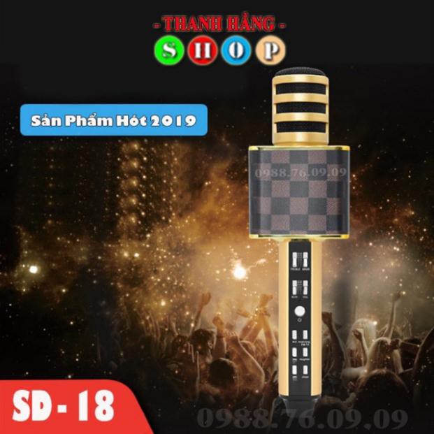 Micro Karaoke Kiêm Loa Bluetooth SD-18 Chính hãng Cao Cấp 2019