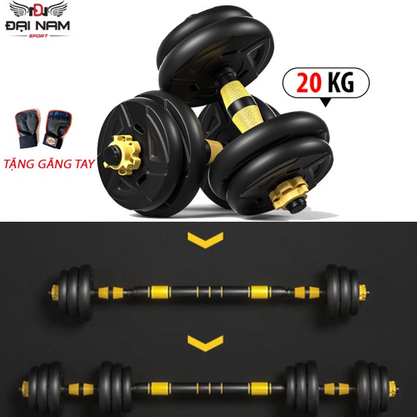 Bộ Tạ Tay Đa Năng Điều Chỉnh 3 In 1 (20kg) Thế Hệ Mới Đại Nam Sport + Tặng Găng Tay,Kìm Bóp