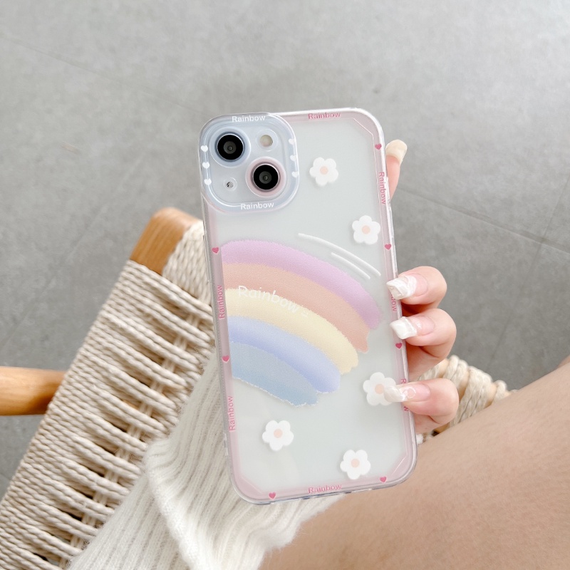 Ốp Điện Thoại Mềm Trong Suốt Chống Sốc Màu Cầu Vồng Cho iPhone 14 13 12 11 Pro Max XR X XS Max 7 8 Plus