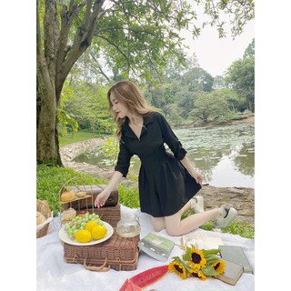 Jump Đen sơmi xếp ly eo