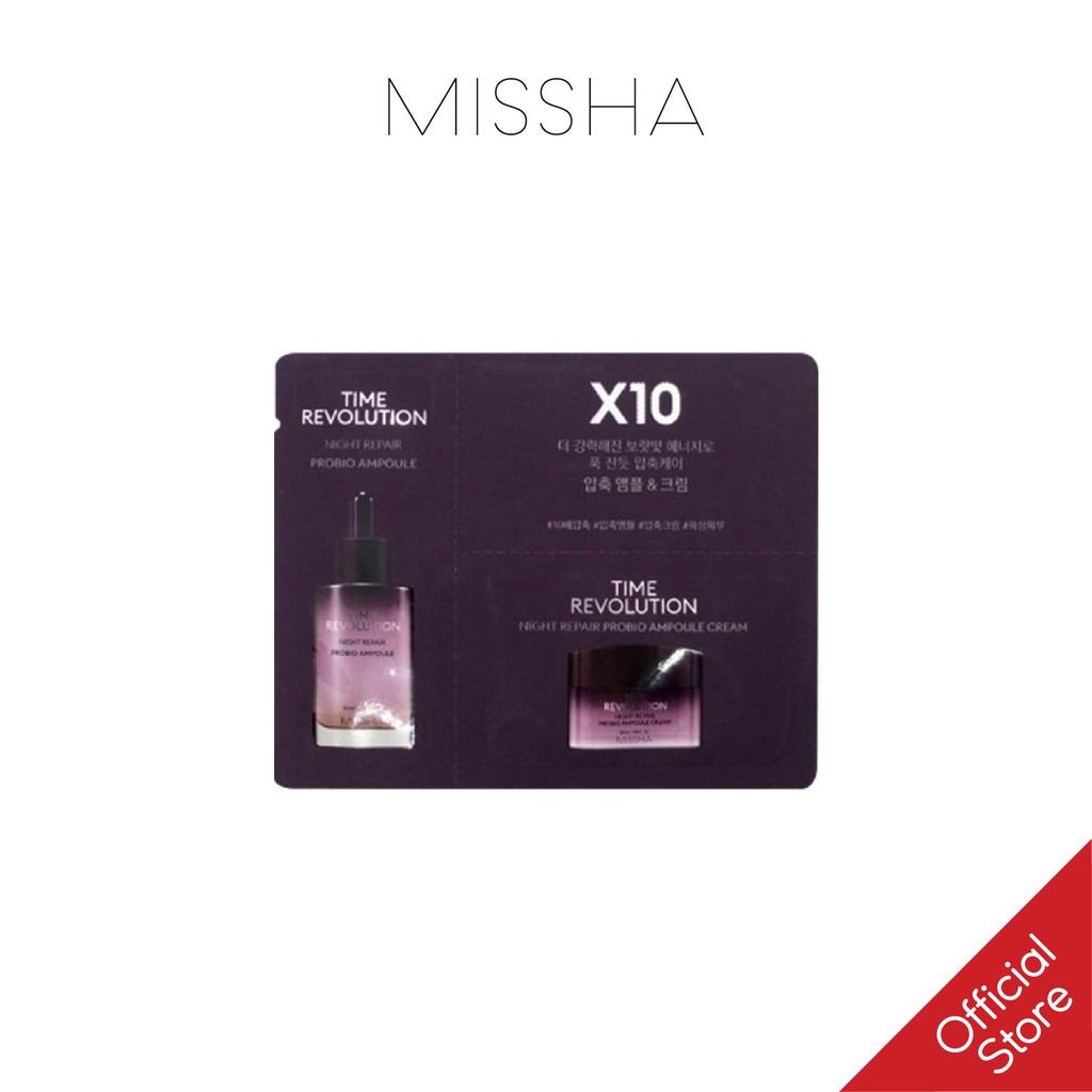 Sample Tinh Chất Và Kem Dưỡng Missha Time Revolution Night Repair Probio Ampoule Cream 2ml