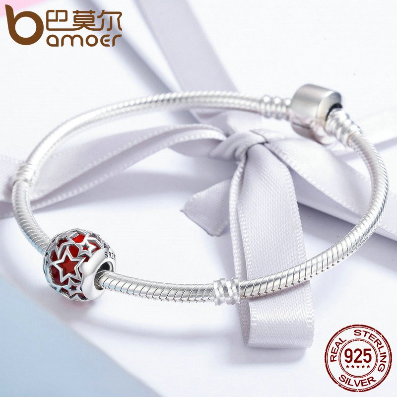 Hạt charm phối dây BAMOER PAS205 chất liệu bạc 925 10 màu thời trang