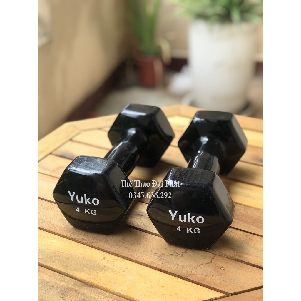 Tạ tay yuko, tạ sắt bọc cao su tập gym cao cấp các loại từ 1kg đến 5kg (1 cái)