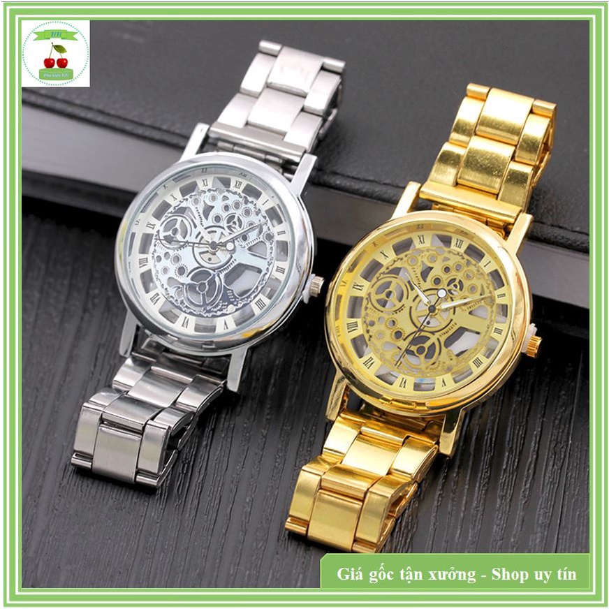 ĐỒNG HỒ NAM DÂY KIM LOẠI MẶT ĐÁ GIẢ CƠ BEWATCH CỰC ĐẸP