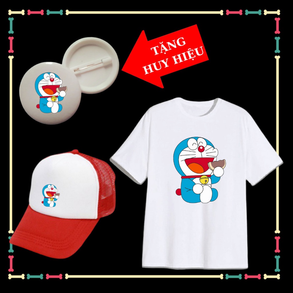 Tặng HUY HIỆU Doremon- Combo Mũ Áo Doremon xịn xò cho bé trai bé gái