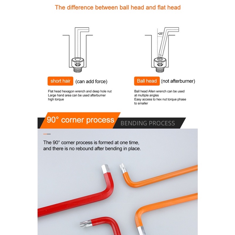 Bộ 9 Cờ Lê Lục Giác Chữ L Đa Màu Tiện Dụng