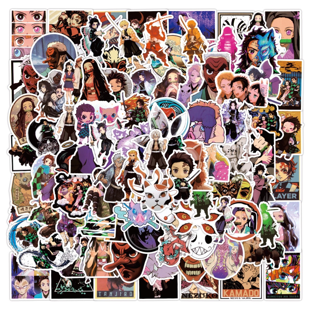 50/ 100/ 200/ 300/ 400 Miếng dán trang trí xe hơi/ ván trượt / xe máy/ xe đạp/ hành lý họa tiết hoạt hình Demon Slayer