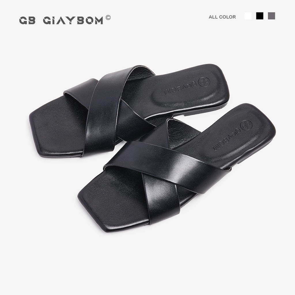 Dép nữ giayBOM quai chéo đế bệt GB00141