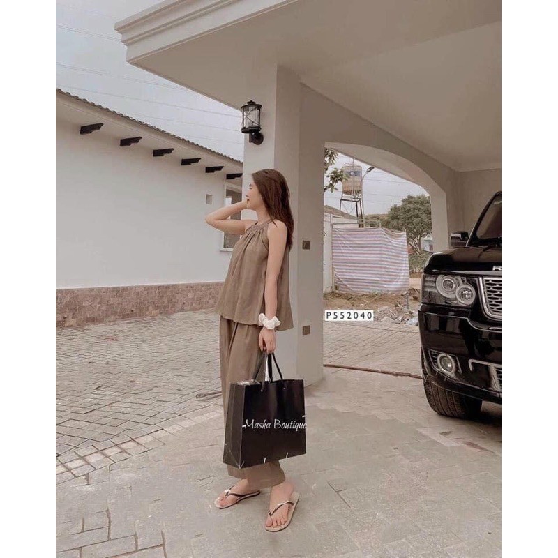 KÈM ẢNH THẬT SET ĐŨI ÁO YẾM QUẦN DÀI (2 MÀU)