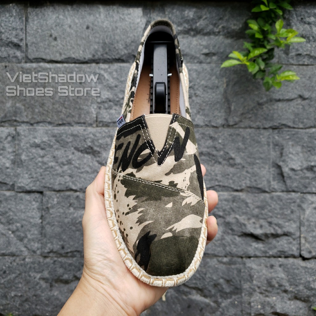 Slip on nam - Giày lười vải nam cao cấp - Vải bố họa tiết sơn loang 3 màu xám xanh, vàng và cam - Mã SP 2928 | BigBuy360 - bigbuy360.vn