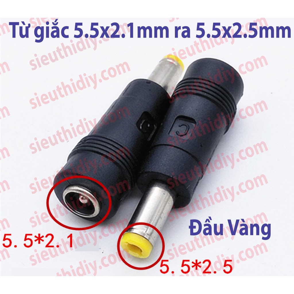 Đầu chuyển sạc 5.5*2.5mm đực từ đầu 5.5*2.1mm cái