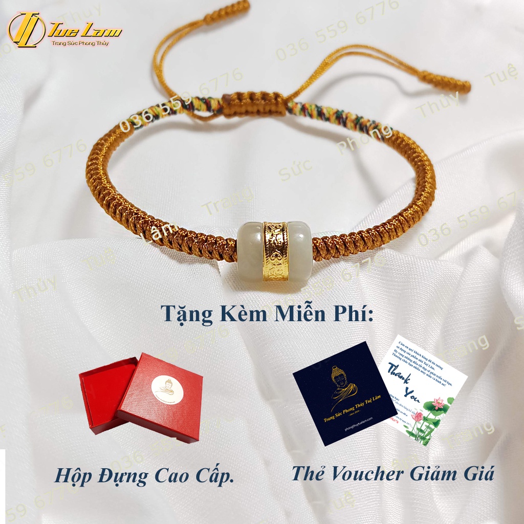 Vòng chỉ may mắn màu vàng đất mix lu thống phỷ thúy tài lộc - Tuệ Lâm