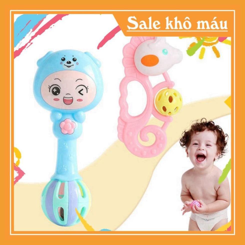 EW4 JDGH Bộ đồ chơi lục lạc 7 món cầm tay hình các nhân vật hoạt hình cực vui nhộn dành cho bé, giúp bé tập cầm nắm 44 E