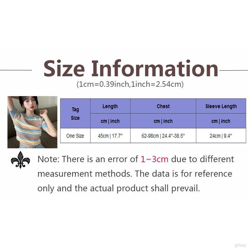 Áo Dệt Kim Ngắn Tay Kẻ Sọc Màu Cầu Vồng Đáng Yêu Kiểu Hàn Quốc