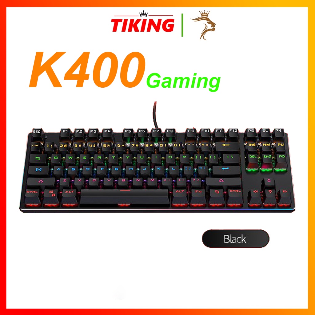 Bàn Phím Cơ Gaming K400 Full Đèn Led - Bàn Phím Máy Tính Game K400 Chống Nước Đèn LED 10 Chế Độ Nháy