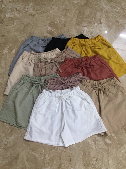 Quần sooc cạp chun chất đũi - ảnh thật | BigBuy360 - bigbuy360.vn