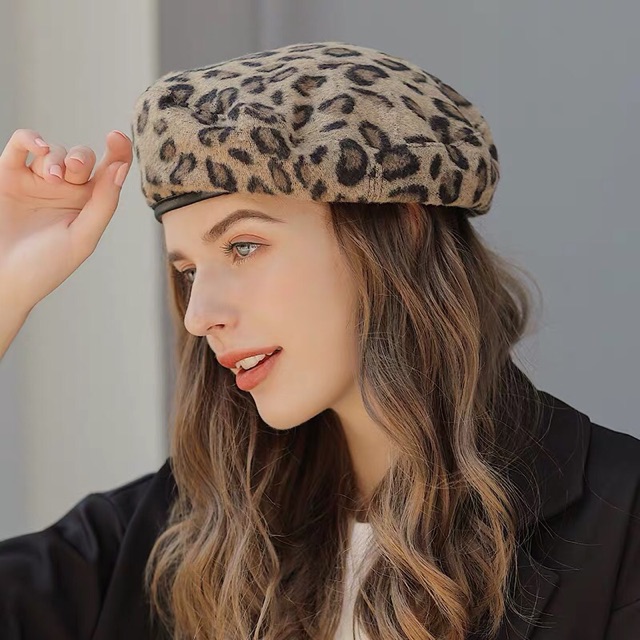 Mũ nồi hoạ tiết da beo -Nón beret hoạ tiết da báo